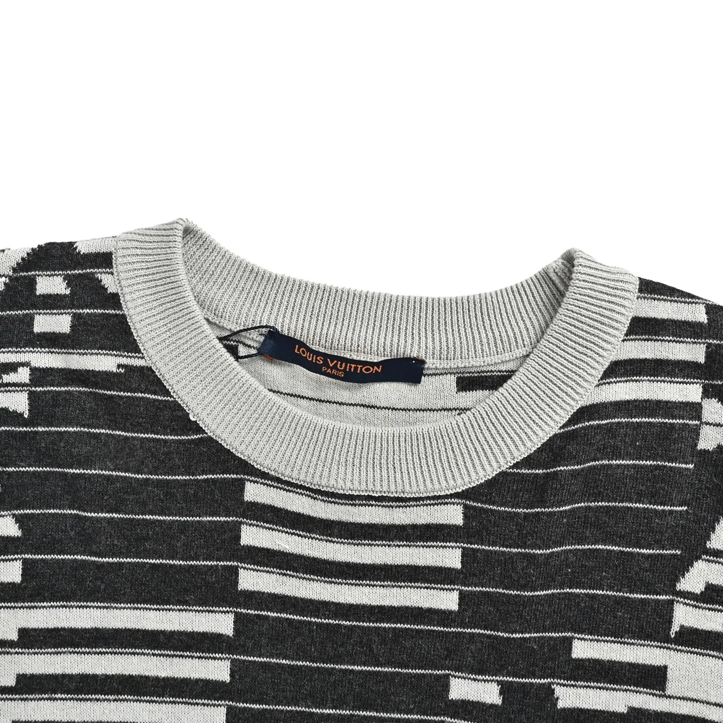 Louis Vuitton/Louis Vuitton 26ss striped old flower jacquard knitted short sleeves